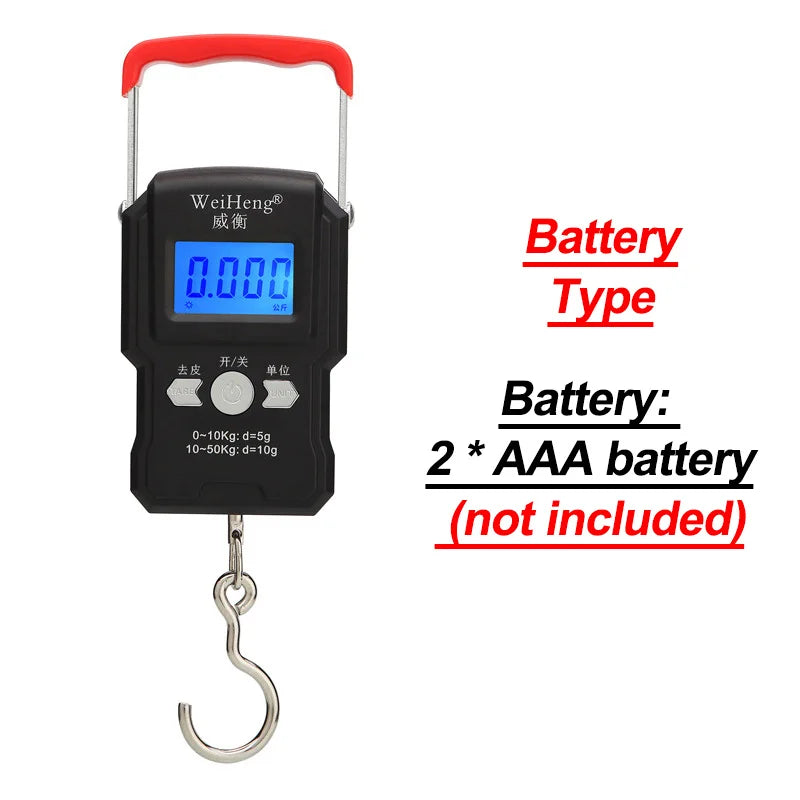 Portable Hanging Hook Scale 50Kg/5g LCD Digital Display Handheld Mini Electronic Weighting Scale Fishing Travel Luggage Scale