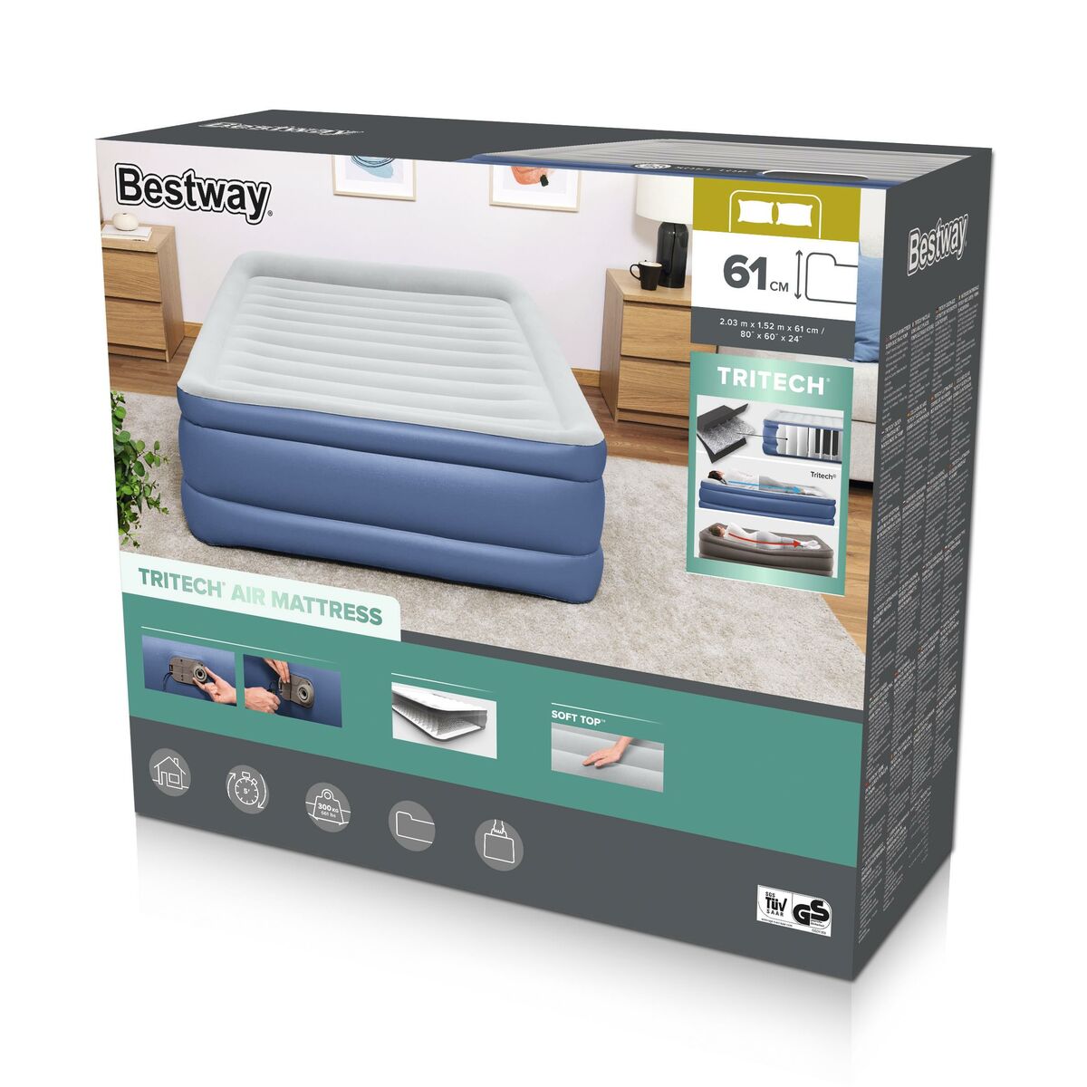 Bestway Double Bed with Motor 203x152x61 cm Inflatable & Camping 67690-2