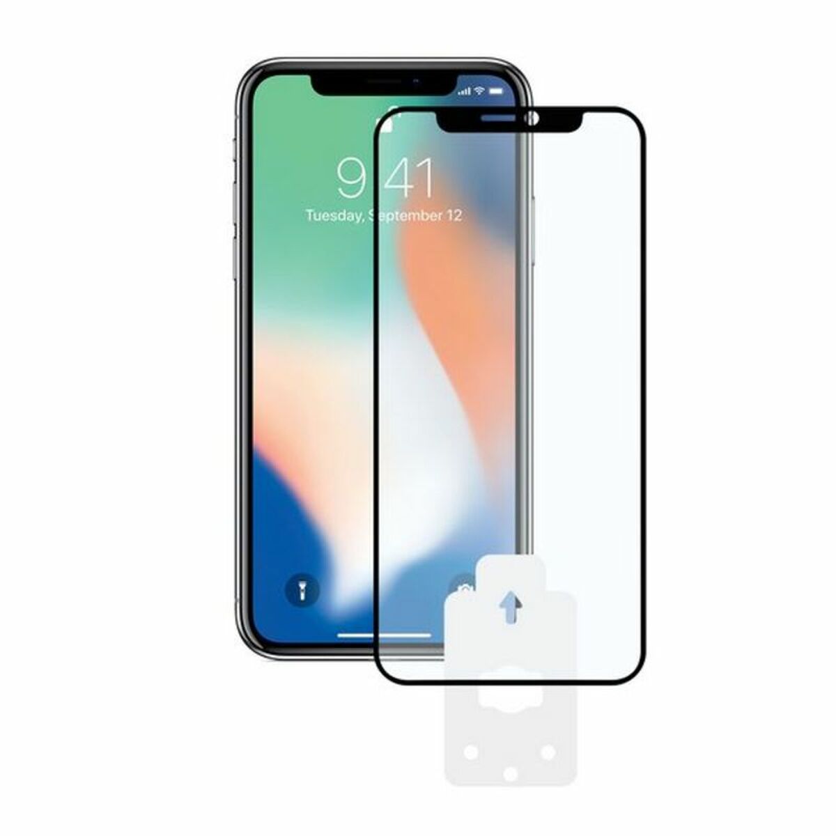 Tempered Glass Mobile Screen Protector Iphone X, Xs KSIX 2.5D Black-0
