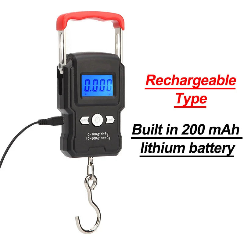 Portable Hanging Hook Scale 50Kg/5g LCD Digital Display Handheld Mini Electronic Weighting Scale Fishing Travel Luggage Scale