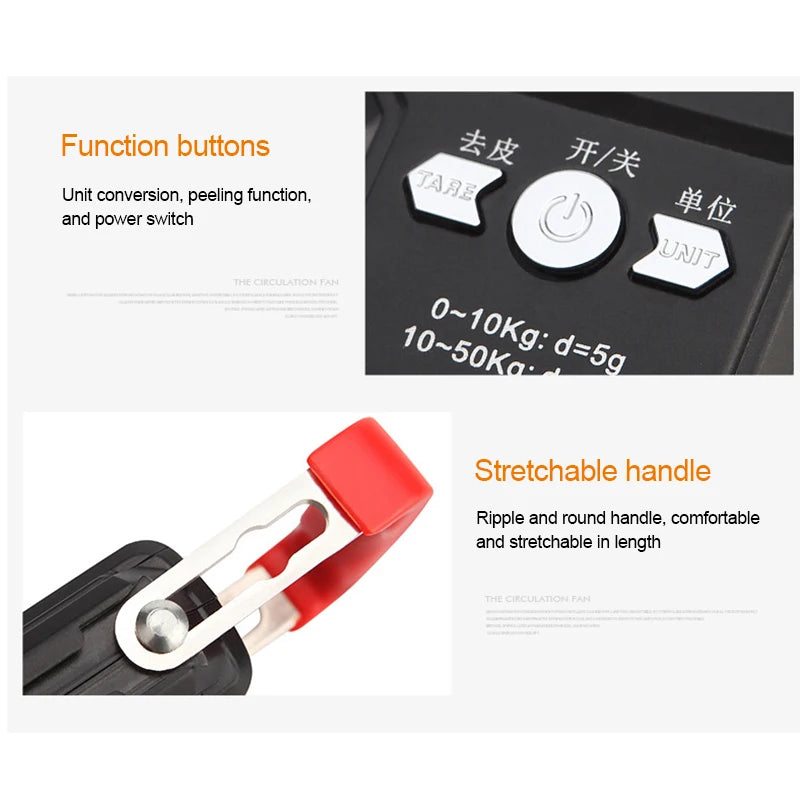 Portable Hanging Hook Scale 50Kg/5g LCD Digital Display Handheld Mini Electronic Weighting Scale Fishing Travel Luggage Scale