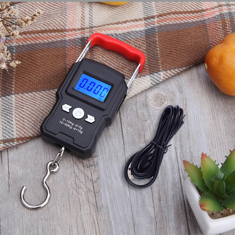Portable Hanging Hook Scale 50Kg/5g LCD Digital Display Handheld Mini Electronic Weighting Scale Fishing Travel Luggage Scale